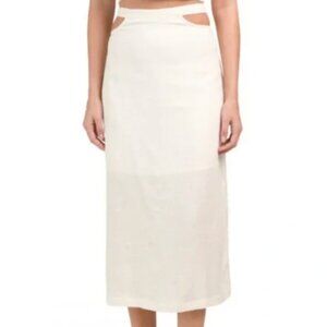 NWT WeWoreWhat Linen Midi Skirt Cut Out Midi Skirt w Tie
